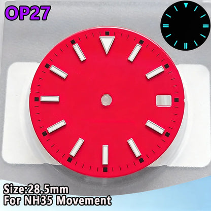 28.5mm NH35 Watch Dial Luminous Dials Single Calendar Dial Suitable For NH35 Movement Can Support DIY Dial Customization Logo