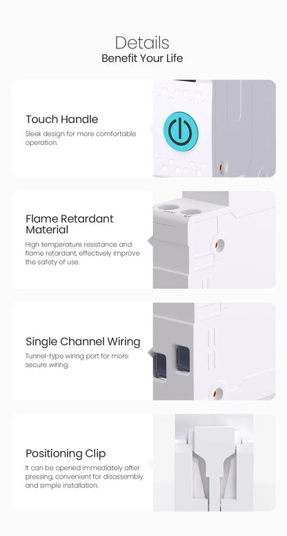 TUYA WIFI Smart Circuit Breaker Power Metering 63A 1P  DIN Rail for Smart Home wireless Remote Control Smart Switch by APP ATELE