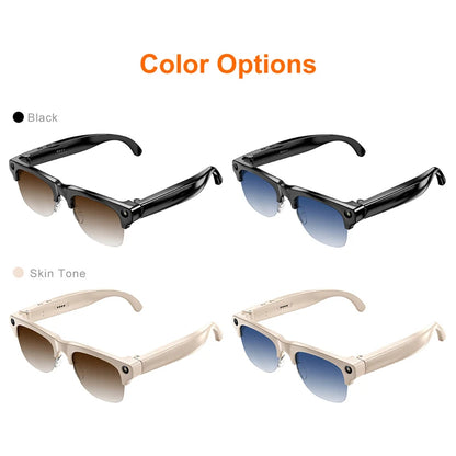 Semi-frame 1200W Pixel Camera Glasses with AI Voice Translation Smart Bluetooth Features Includes 3 Lense Travel Office