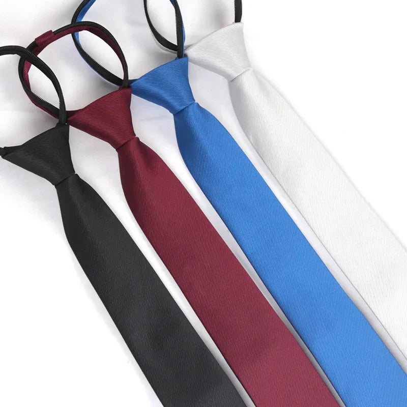 New Unisex Solid Necktie Zipper Tie 6cm Casual for Man Women Gravatas Skinny Slim Mens Party Wedding Shirt Accessories Corbatas
