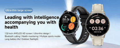 7.6MM Smart Watch 1.32'' AMOLED HD Screen Men Women Sports Watches LED Flashlight BT Call Heart Rate Health Care Smartwatch 2026