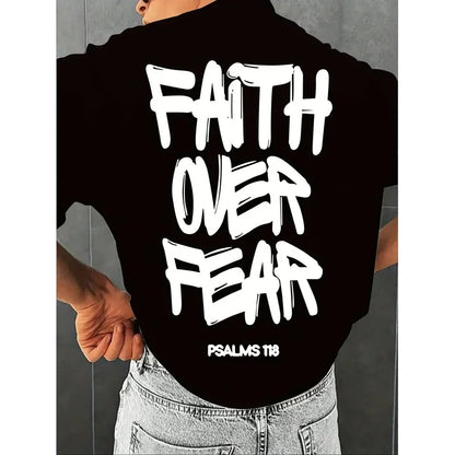 Men's T-shirt - 100% lightweight summer casual T-shirt, bold letter print, round-neck short-sleeved for outdoor activities