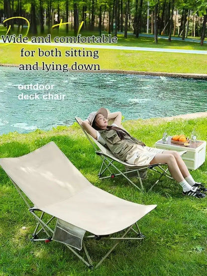 Outdoor Folding Lounge Chair Portable Office Chair Stool Adjustable Camping Fishing Leisure Chair Lunch Break Back Moon Chair