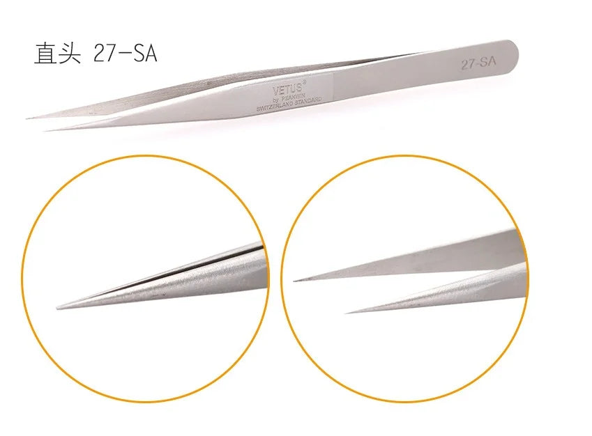 100% brand Stainless Steel anti-static eyelash tweezers superhard Eyelash Extension tool Best Quality Tweezer