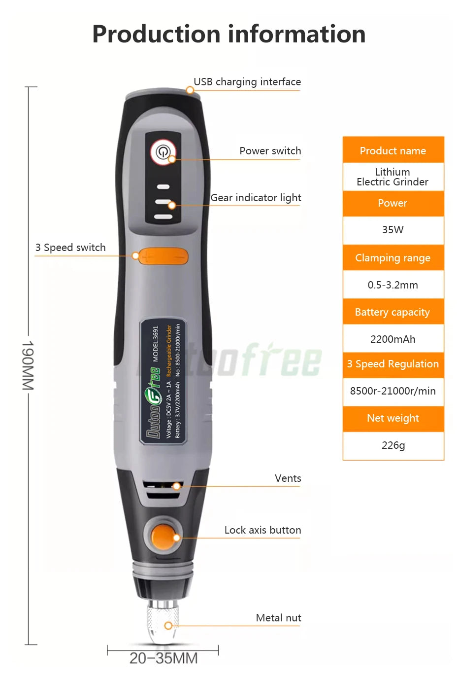 35W Rechargeable Electric Drill 3 Speed Engraving Pen USB Cordless Rotary Tool For Jewelry Metal Dremel Tools 8500r-21000r/min
