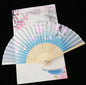 Retro Style Folding Fan Female Japanese Pattern Retro Cloth Art Craft Gift Home Decoration Ornament Dancing Hand Fan