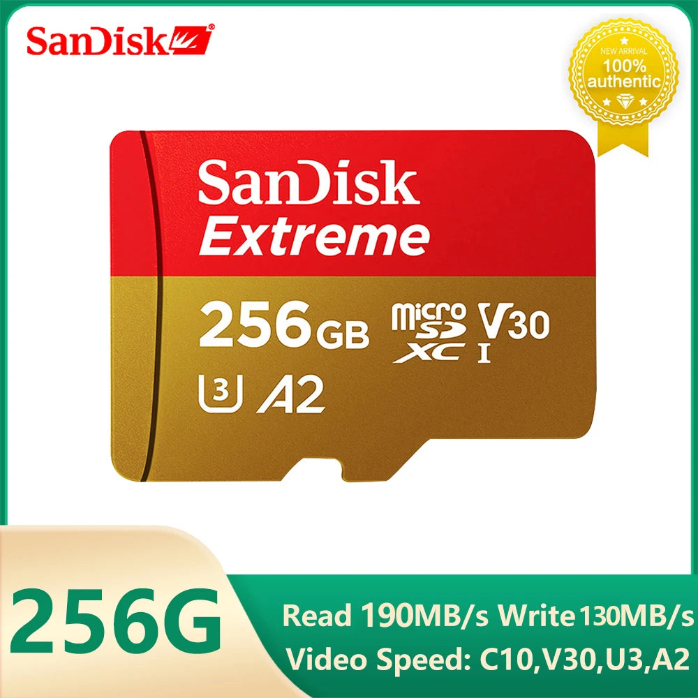 SanDisk V30 Extreme Micro SD Card A2 U3 4K 64GB 128GB 256GB 512GB 1T Memory Card Flash TF for Steam Deck Switch DJI Camera Phone