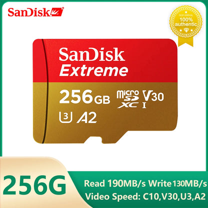 SanDisk V30 Extreme Micro SD Card A2 U3 4K 64GB 128GB 256GB 512GB 1T Memory Card Flash TF for Steam Deck Switch DJI Camera Phone