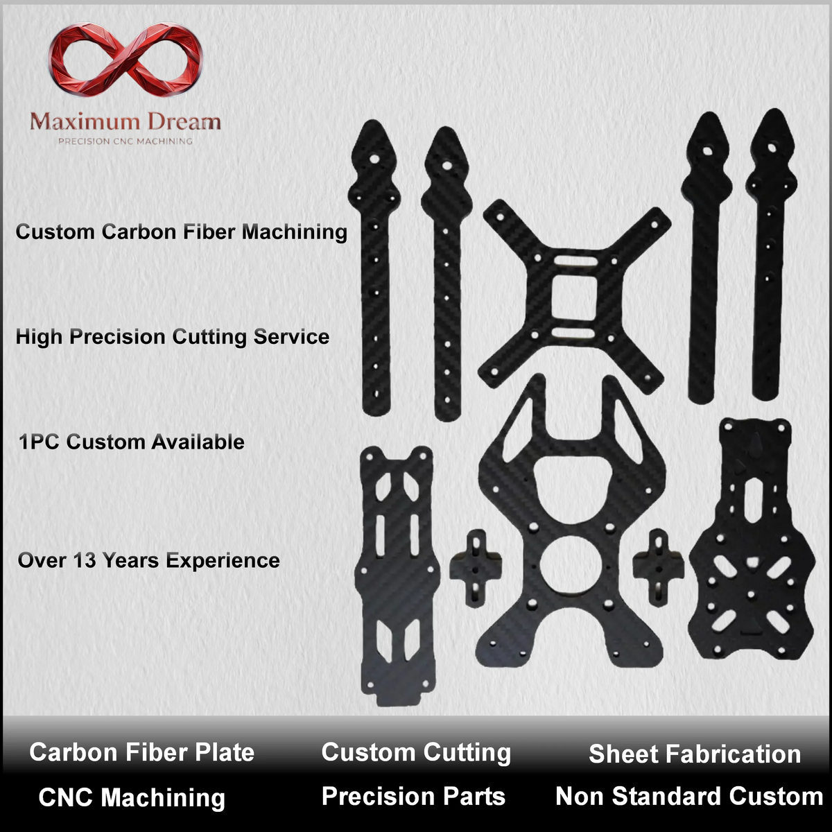 Custom Carbon Fiber Board CNC Router Cutting Service Precision Plate Machining RC Model Robotics Parts