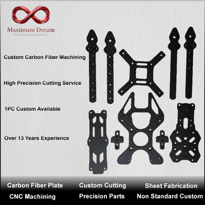 Custom Carbon Fiber Board CNC Router Cutting Service Precision Plate Machining RC Model Robotics Parts