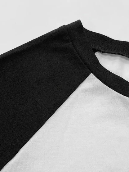 Kawaii T Shirt  Retro Black Cat Letter Print Crew Neck T-Shirt Casual Short Sleeve Top for Spring Summer Women's Clothing