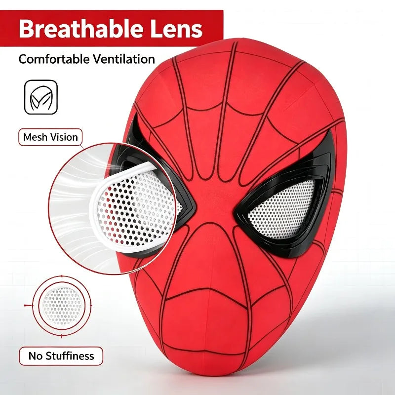 In Stock Miles Spider-Man 1:1 Scale Electronic Mask With Moving Glowing Eyes Ring Control Cosplay Toy Gift For Boys Gift