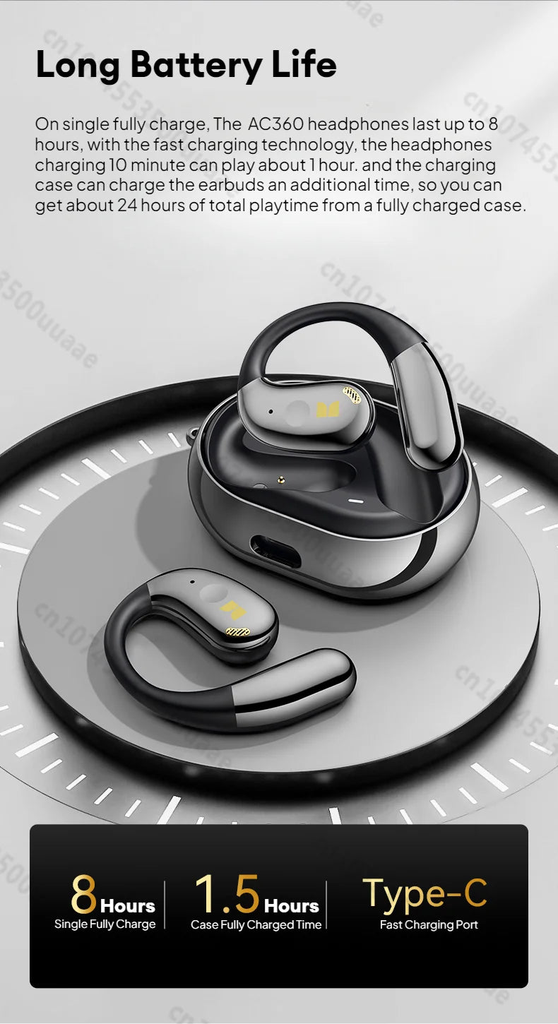 Słuchawki Monster Open Ear AC360 Air Conduction Bluetooth 5.4 Ture Wireless Earphones Stereo 360° OWS Bezprzewodowy Zestaw Słuchawkowy Sportowy
