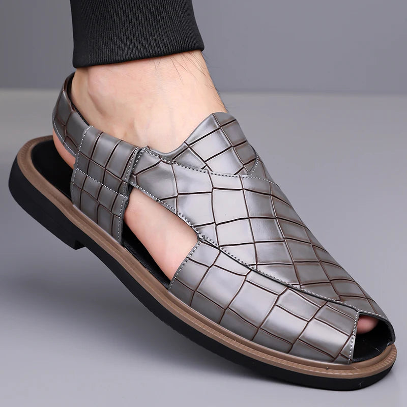 Men's Summer Breathable Soft-Soled Roman Sandals Anti-Slip Comfortable Slip-On Casual Covered-Toe Shoes-2021