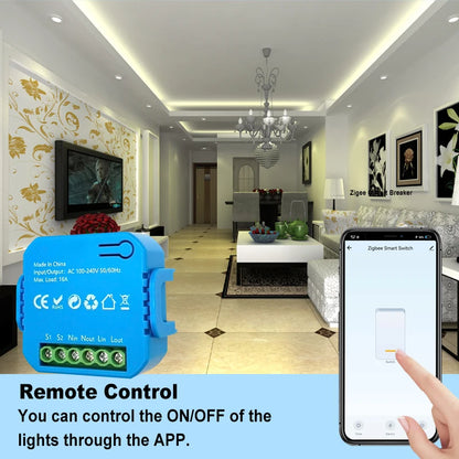 Smart Life ZigBee Switch Module Supports 2 Way Light Control Timing 16A KWh Energy Monitor Works with Tuya Google Home Alexa
