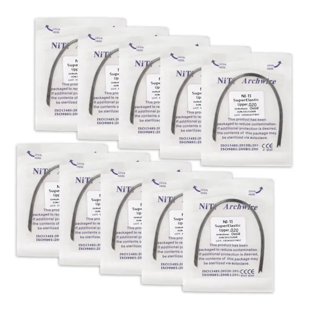 100Pcs/10Packs Dental Orthodontic Ovoid Form Archwires Niti Super Elastic Round Rectangular Wire 012/014/016/018/16X16/16X22