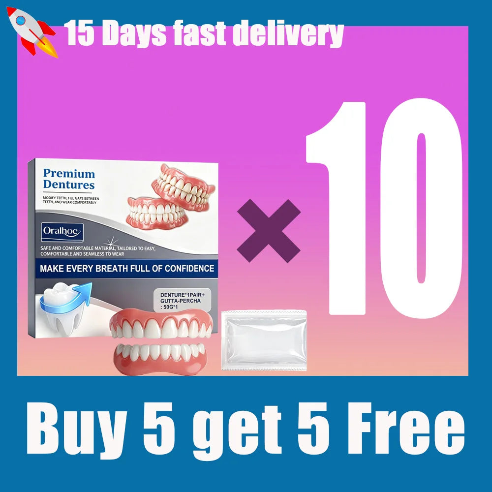 Premium Adjustable Denture Grooming Kit, Easy Daily Teeth Maintenance for Healthy, Beautiful Relaxed Smiles