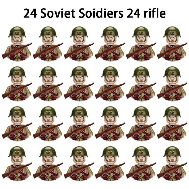 WWII Infantry Military Soldier War National Army Mini Gun armament Models Building Blocks Building Blocks Toys for Kids