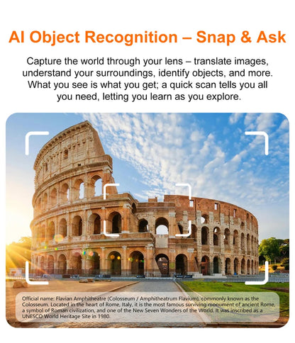 Semi-frame 1200W Pixel Camera Glasses with AI Voice Translation Smart Bluetooth Features Includes 3 Lense Travel Office