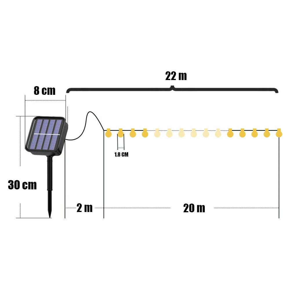 Solar String Lights Outdoor 200 LED Crystal Globe Lights Waterproof Solar Festoon Fairy Light for Garden Christmas Party Decor
