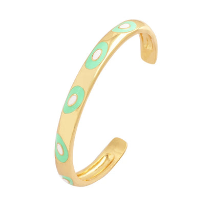 Fashionable Multicolor Gold Plated Gemstone Charm Bangle,Fine Colorful Enamel Open Adjustable Bracelet Jewelry Supply  Q35
