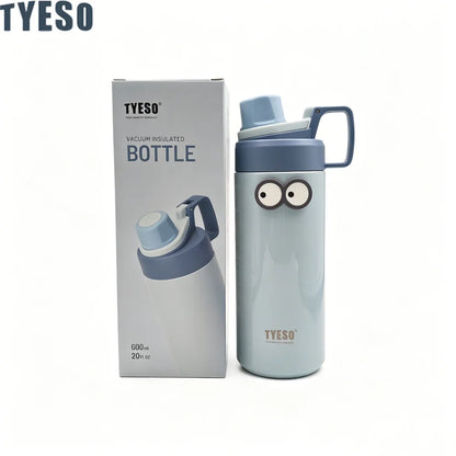 Tyeso 600ML Water Bottle With Eye Sticker Insulated Leak-Proof Fitness Flask Vacuum Flasks for Sport for Outdoor Workouts Travel