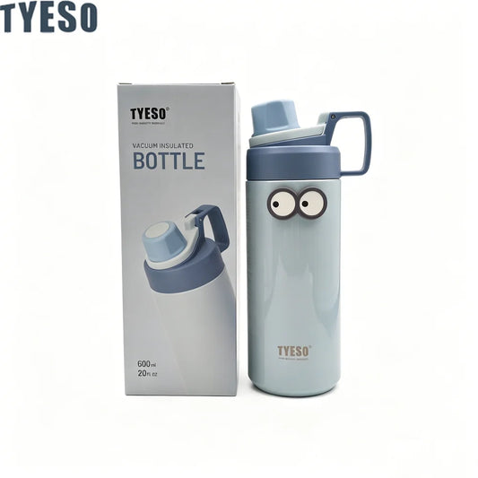 Tyeso 600ML Water Bottle With Eye Sticker Insulated Leak-Proof Fitness Flask Vacuum Flasks for Sport for Outdoor Workouts Travel