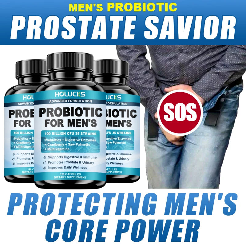 Probiotics Capsules for Men, Nutritional Absorption, Digestion, Immune Support, Prostate & Urinary Health, Reduce Bloating