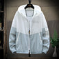 2025 Summer Skin Coats Men Ultra Light UV Sun Protection Big Size Hooded Windbreaker Jacket Men Striped Casual Outwear