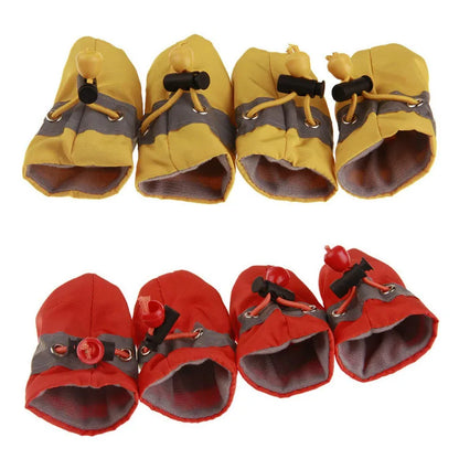 Dog Shoes 4pcs Waterproof Anti-Slip, Winter Warm Boots with Socks, Breathable Soft Pet Outdoor Accessories