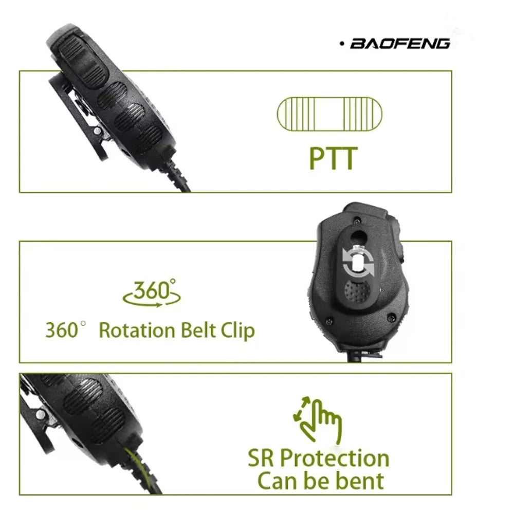 Baofeng Microphone UV-82 Dual PTT Speaker Shoulder Mic Tangent Headset For DM-1701 UVK5 UVK6 UV17 Pro UV5RH UV-18i Walkie Talkie