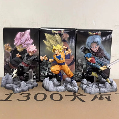 14cm Dragon Ball Goku Torankusu Goku Black Combat Posture Anime Figure Model Statue Collection Desktop Decoration Ornament Toys