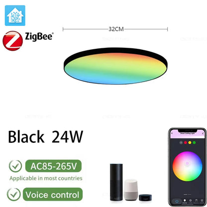 Zigbee 3.0 Smart Ceiling Lights 24W Led Ceiling Lamp RGBCW Led Work With Alexa Google Voice Control APP Dimming Home Assistant