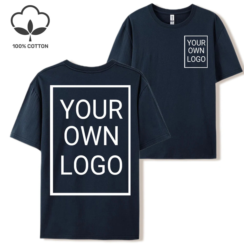 Double Sided Customized LOGO Picture Women T-Shirt Summer Y2K Loose Short Sleeves Comfortable T Shirts Crewneck DIY Tee Tops