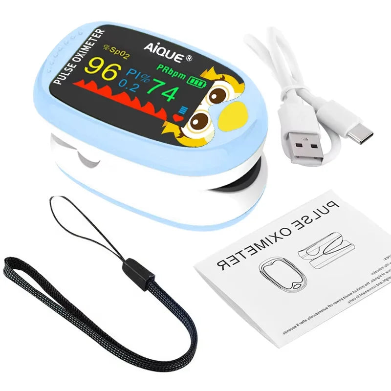 JUSTLANG Child Fingertip Pulse Oximeter Baby Rechargeable Medical Blood Oxygen Saturation Meter  Pediatrics Kids Oximetro SPO2