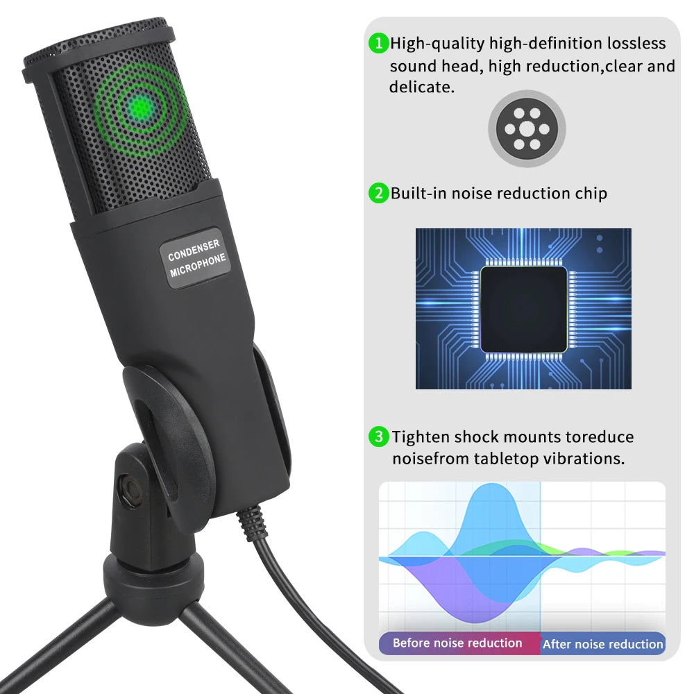USB Computer Microphone, Condenser PC Mic for Podcasting, Streaming, Vocal Recording, Compatible with PC & Laptop, PS4/5