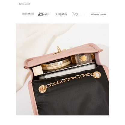 New personalized diamond grid women's bag, fashionable single shoulder cover lock small square bag, elegant and simple chain bag