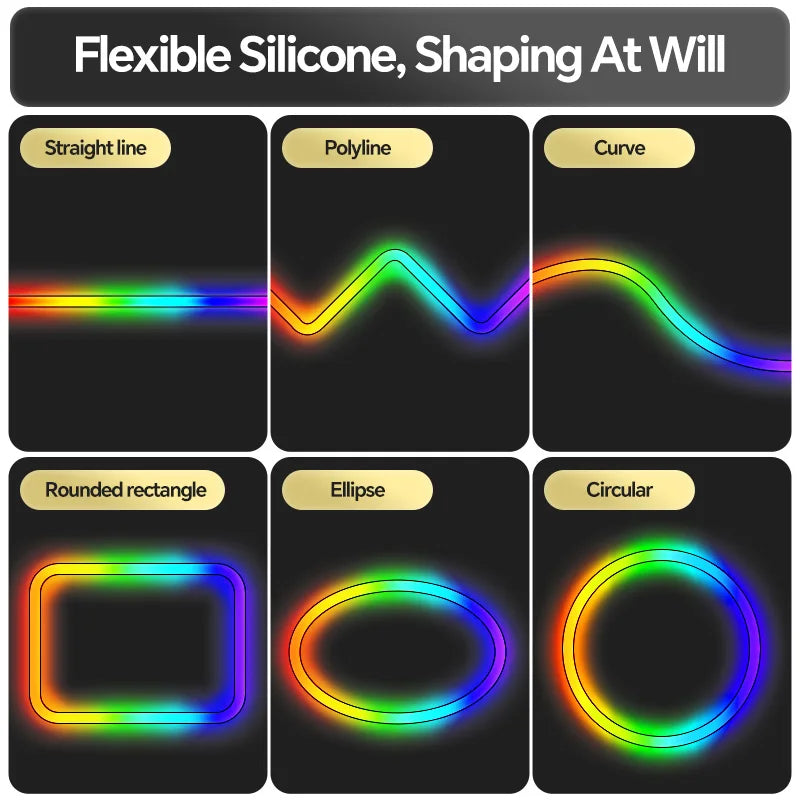 1M-10M LED Neon Rope Tube Soft Silicone Diffuser Channel Black/White Flexible Ribbon Strip Light for Recessed Channel