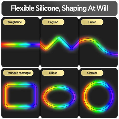 1M-10M LED Neon Rope Tube Soft Silicone Diffuser Channel Black/White Flexible Ribbon Strip Light for Recessed Channel