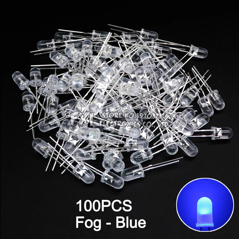 100PCS F5 LED Diode 5MM Assorted Kit White Green Red Blue Yellow Orange Pink Purple Warm White DIY kit Light Emitting Diode bxv