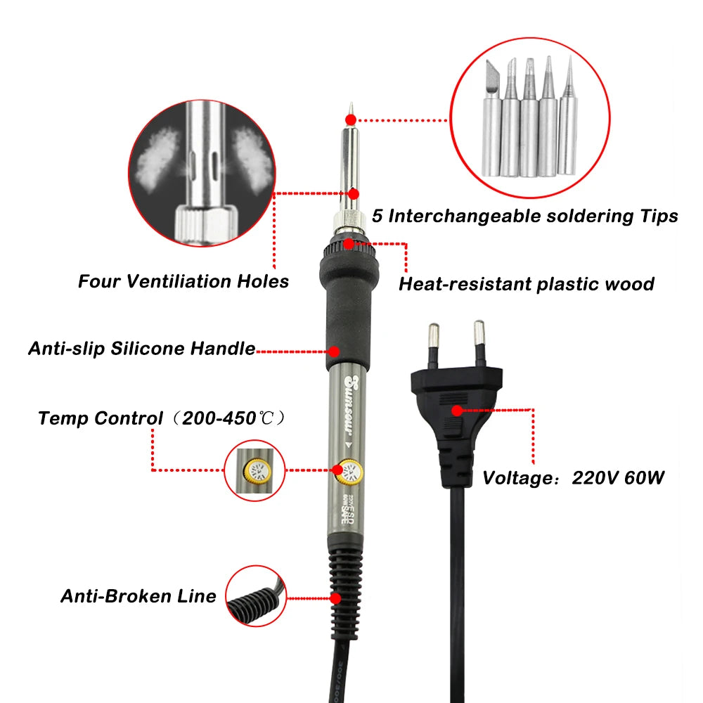Electric Soldering Iron For Soldering 220V Adjustable Temperature Internally Heated Mini Portable Welding Repair Tools