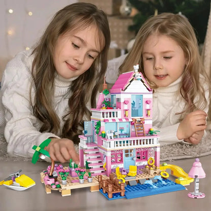 Friends City Tree House Summer Holiday Villa Castle Building Blocks Garden Swimming Pool Model Figures Toy For Kid Birthday Gift