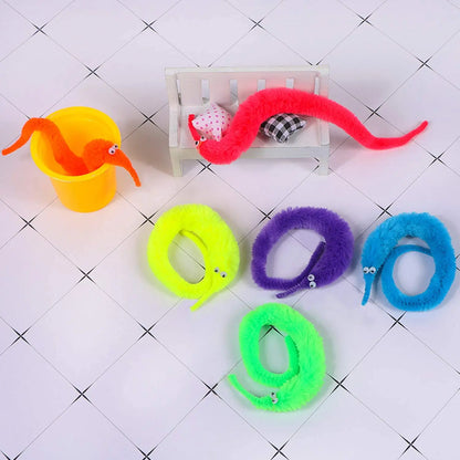Fuzzy Magic Worm Trick Toys For Kids Wiggly Twisty Worm On a Invisible String Carnival Party Favors Children Magic Props