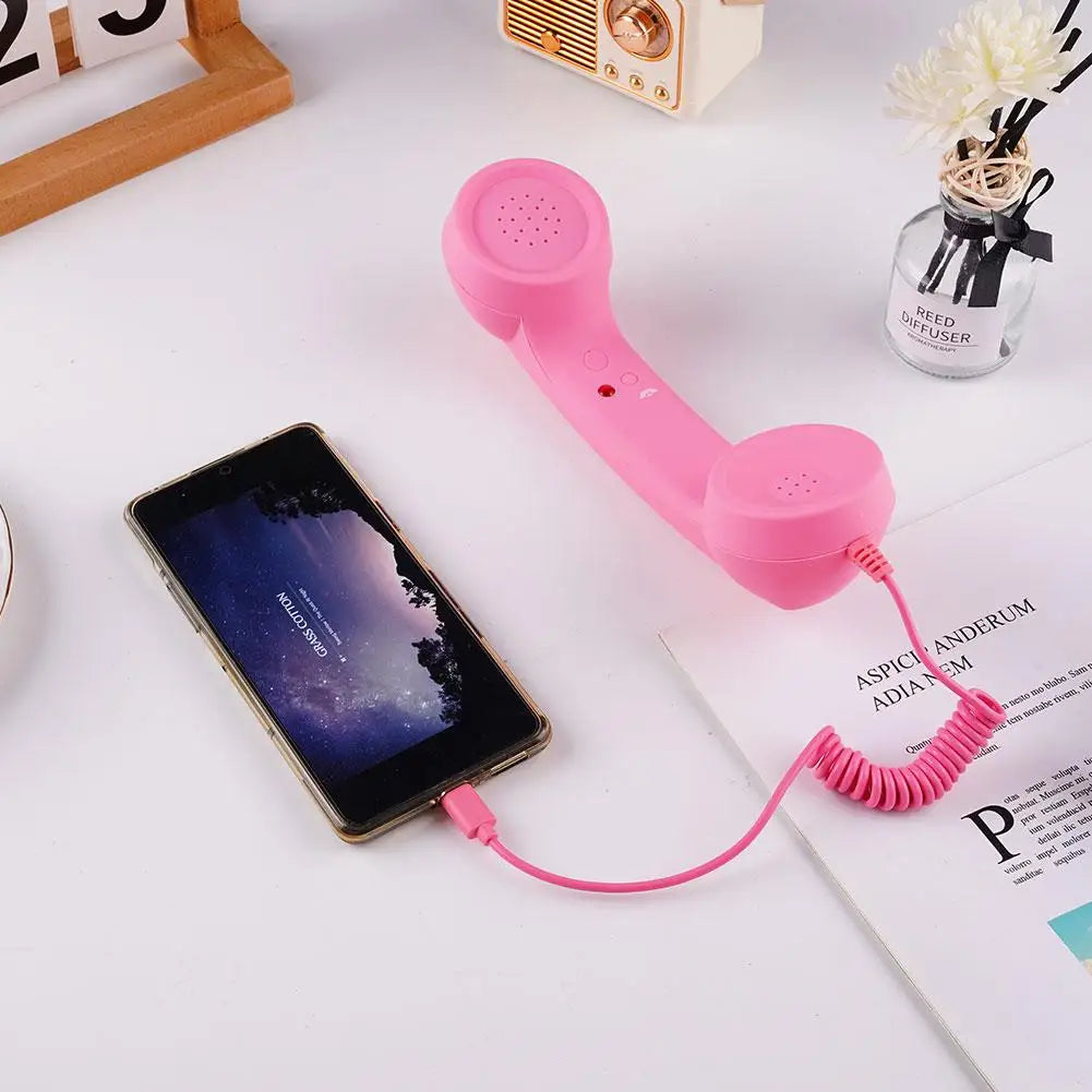 3.5mm Universal Retro Telephone Handset Retro Telephone Receiver Handset Mini Microphone Speaker for Mobile Phones Computers