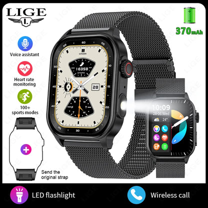 LIGE 2.01" HD Wyświetlacz Smartwatch dla Mężczyzn Kobiet Monitor Zdrowia Zegarki Sportowe Fitness AI Głos Rozmowy Bluetooth Męski Smartwatch Nowość