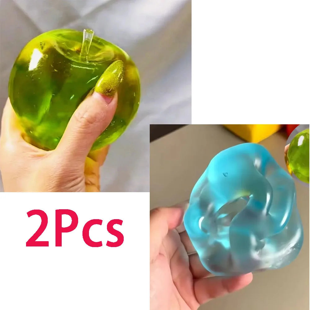 @Squishy Green Apple Stress Ball Soft Fidget Sensory Toy for ADHD Autism Slow Rebound Squeeze Toy for Adults Kids Christmas Gift