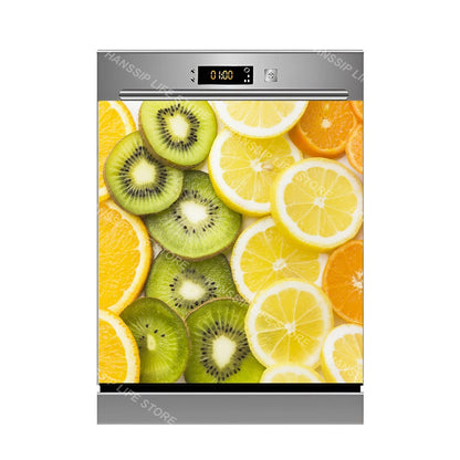 Water Splash Delicious Fruit Printed Dishwasher Sticker Wallpaper Kitchen Waterproof Dishwashing Cabinet Cover Decal Poster