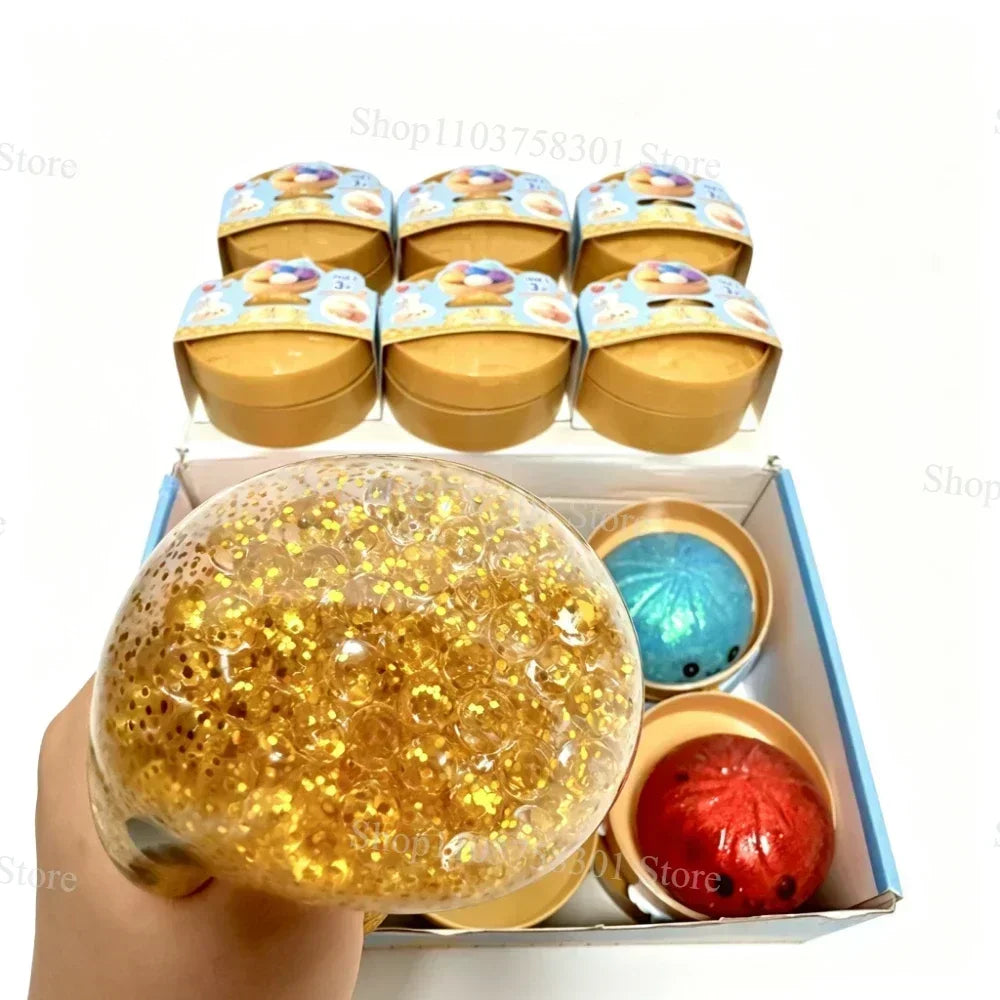 Colorful Dumpling Squishes Stress Balls Fidget Sensory Toys Simulation Food Squishies Bun with Steamer Squeeze Dough Ball Gifts