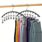 1pc Curved Shape Hanger, Metal Yoga Pants Hangers, Organizer For Closet, Pants Hanger With 10 Clothespins, Holds 10 Leggings