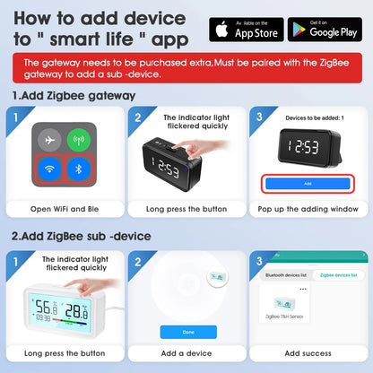 Zigbee Weather Station Digital Thermometer Room Tuya Smart Hygrometer Electronic Table Clock Temperature And Humidity Sensor